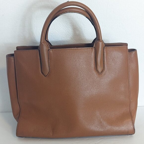 Kate Spade Flynn Street Meriweather Satchel Bag Warm Cognac Tan Braid Weave - Picture 14 of 15